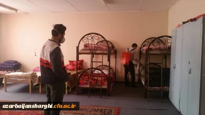 گندزدایی و ضدعفونی پردیس های علامه امینی و فاطمه الزهرا(س) جهت پیشگیری از انتقال ویروس کرونا