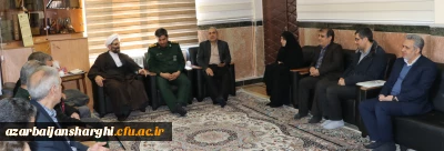 دیدار هیات رئیسه دانشگاه با فرمانده سپاه ناحیه ویژه غدیرتبریز همزمان با ولادت امام حسین (ع) و روز پاسدار