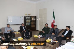 دیدار دکتر احمدی رئیس دانشگاه با فرمانده حوزه بسیج کارکنان شهید عبدالهی و معاون اداره کل حقظ آثار و نشر ارزشهای دفاع مقدس تبریز  9