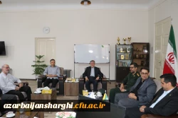 دیدار دکتر احمدی رئیس دانشگاه با فرمانده حوزه بسیج کارکنان شهید عبدالهی و معاون اداره کل حقظ آثار و نشر ارزشهای دفاع مقدس تبریز  13