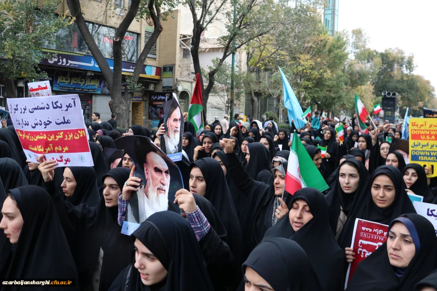 راهپیمایی ۱۳ آبان ماه تبریز با حضور گسترده دانشگاهیان دانشگاه فرهنگیان آذربایجان شرقی در تبریز
 16